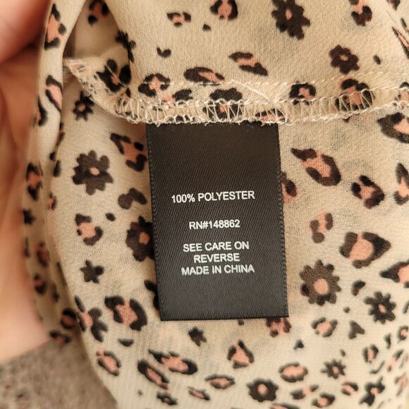 Torrid Womens Blouse Plus Size 1X Chiffon Twist Front Leopard Print Open Sheer - Picture 7 of 11